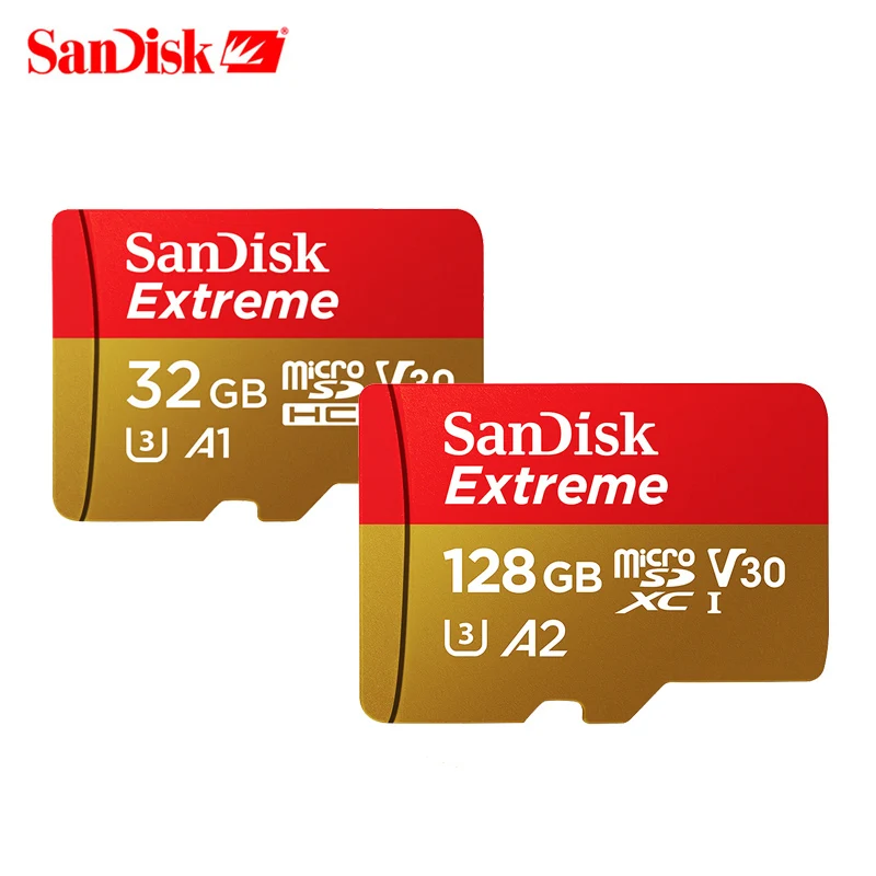 Sandisk Оригинальная карта памяти Экстрим Micro SD A2 A1 V30 U3 флэш 64 ГБ 32 TF 128 Microsd для