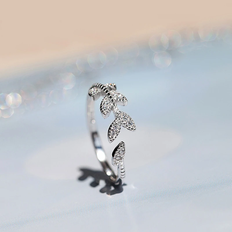 Серебряное кольцо с цветком в форме листа свадебные кольца из циркона для женщин