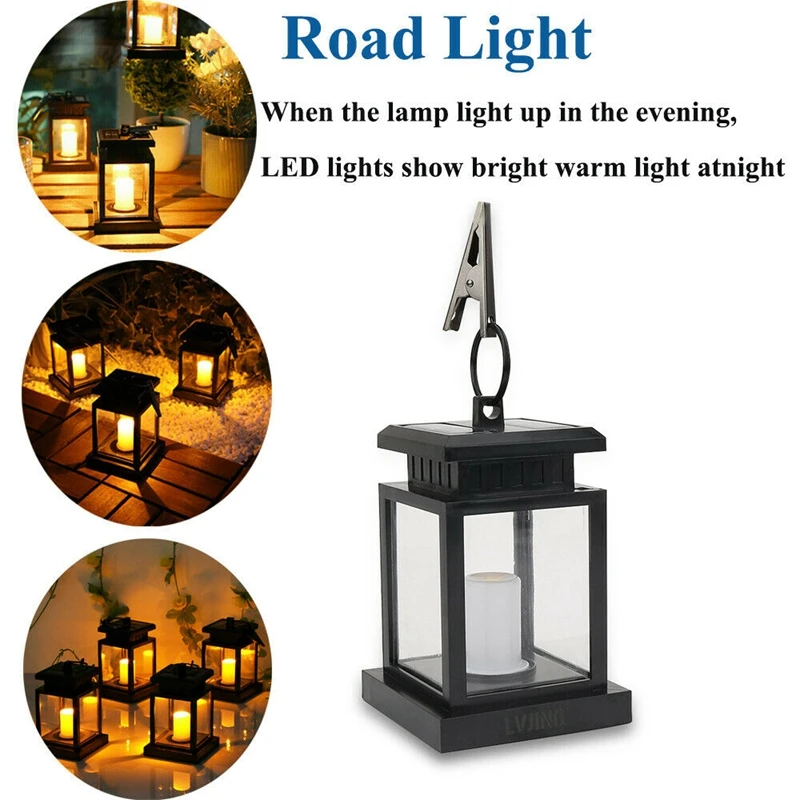 

4Pack Solar Hanging LED Lantern Light Outdoor Patio Garden Decor Lamp Waterproof