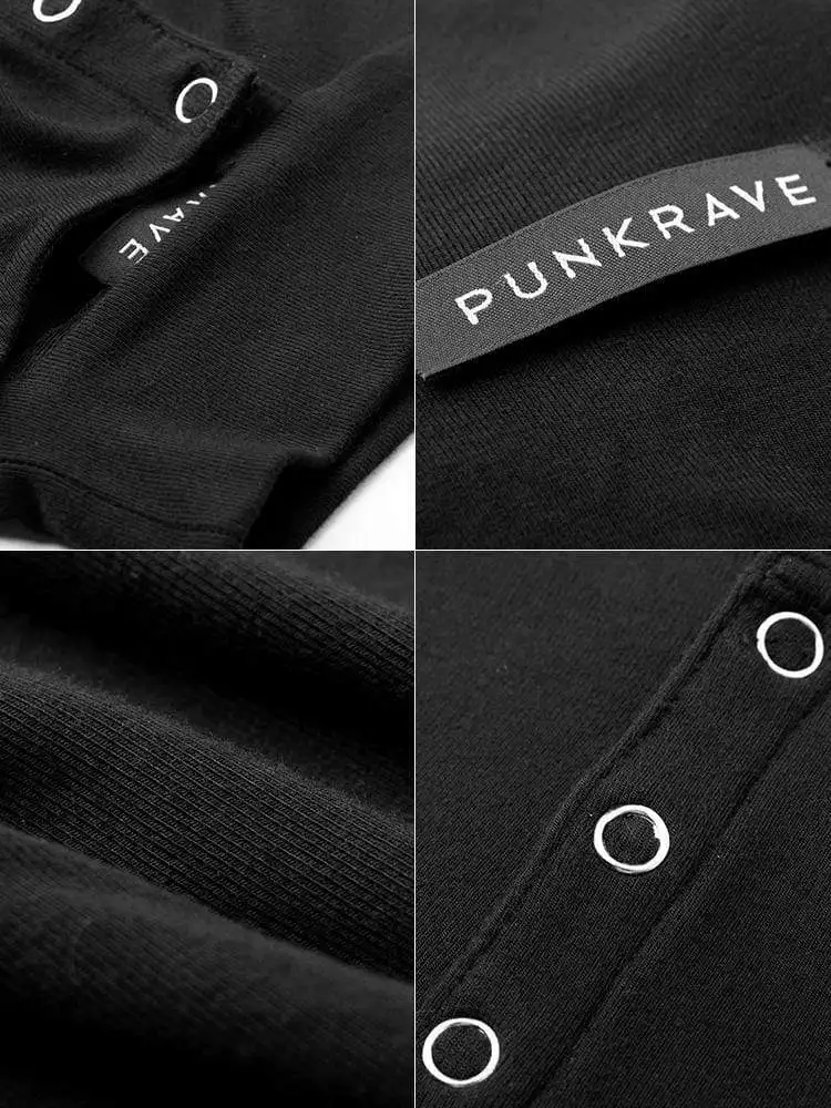 Панк рейв Женская высокая шея пряжки с расклешенными рукавами футболки PT