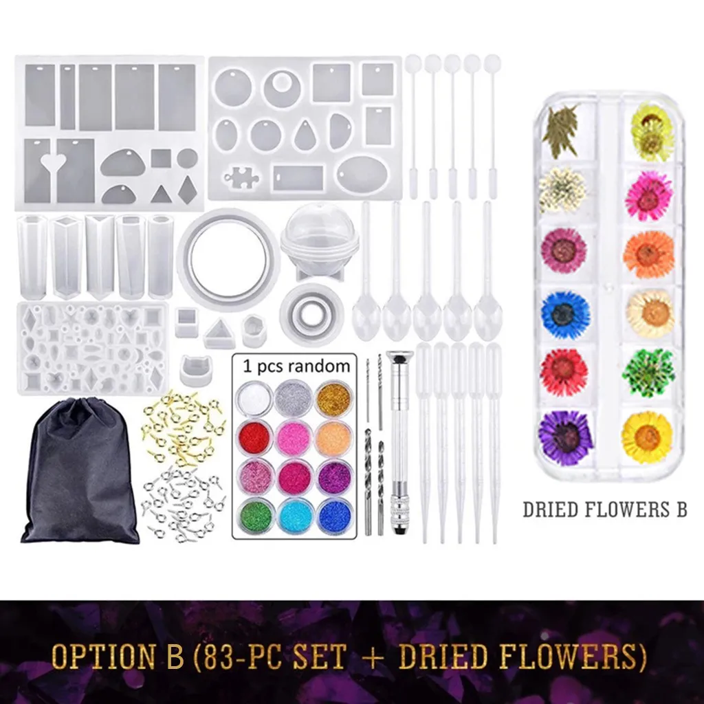 83 шт. 12 цветов Гипсофилы силиконовые литые формы с сумкой для хранения УФ смолы Diy