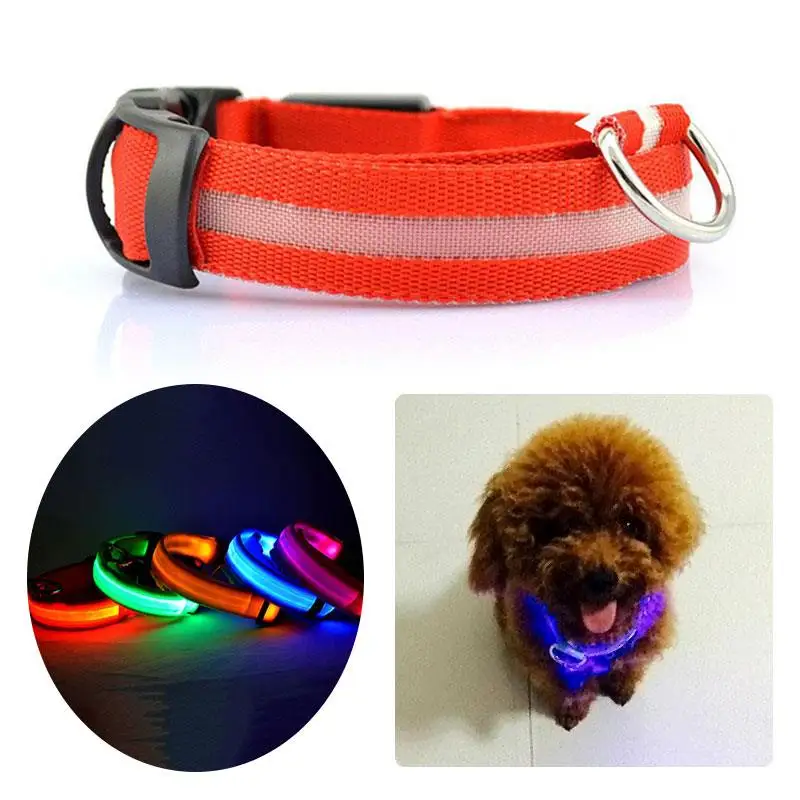 Светодиодный ошейник светодиодный нейлоновый аксессуары для собак светящийся