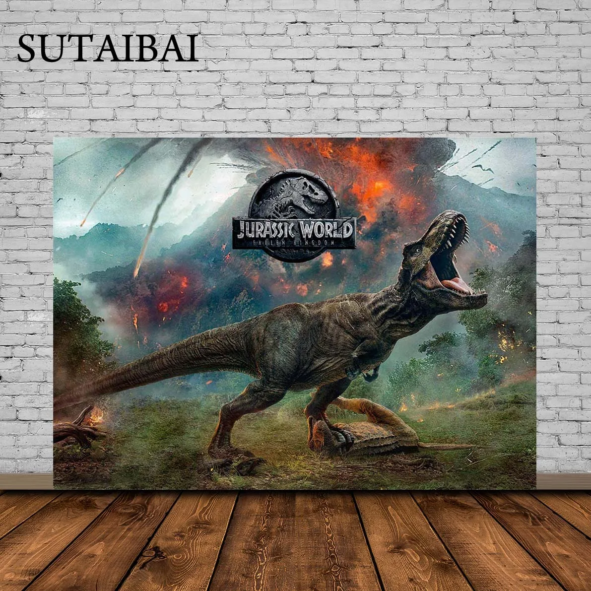 

Jurassic World Photography Backdrops Dinosaur Park Volcano Forest Animal Photo Background Children Boys Birthday Party Supplies