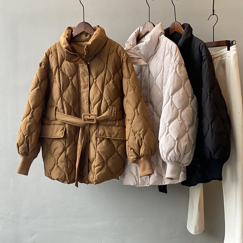

Word double collar cotton clothes female 2021 winter new Korean fashion waist mass warm cotton jacket 5938