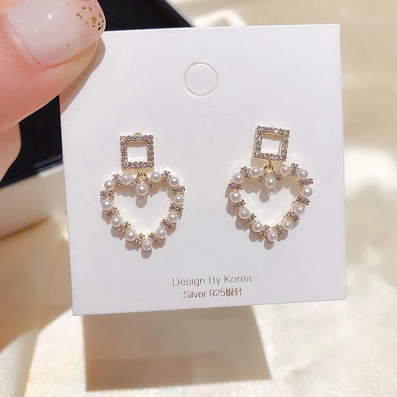 MIGGA серьги-подвески в форме сердца с микро кубическим цирконием женские серьги