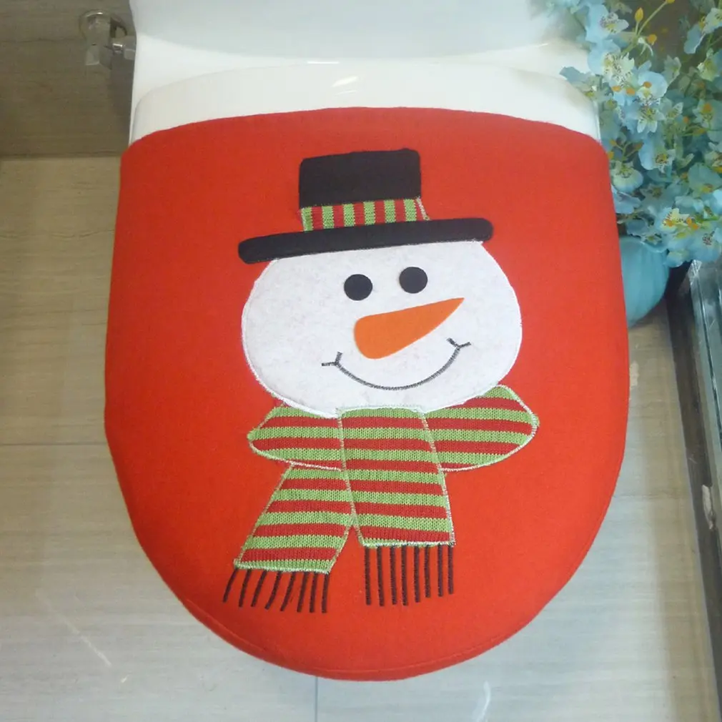 

Christmas Decorations Toilet Seat Cover Snowman Elk Toilet Lid Decor Elf Year Xmas Christmas Bathroom Ornaments Supplies