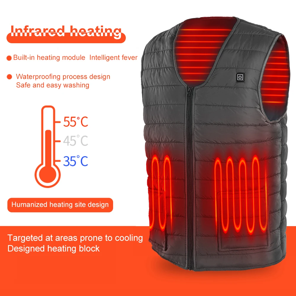Жилет с подогревом USB разъемом хлопковый инфракрасный жилет для катания на лыжах
