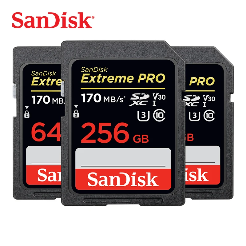 

SanDisk Memory Card Extreme Pro 32GB 95MB/s SDHC SD Card 64GB 128GB 256GB 170MB/s SDXC C10 U3 V30 UHS-I 4K Flash Card for Camera