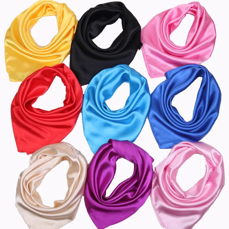 

60cm Candy Colors Women Silk Scarf Fashion Silk Shawl Head Covering Ladies Professional Small Squares New Design Silk Scaves