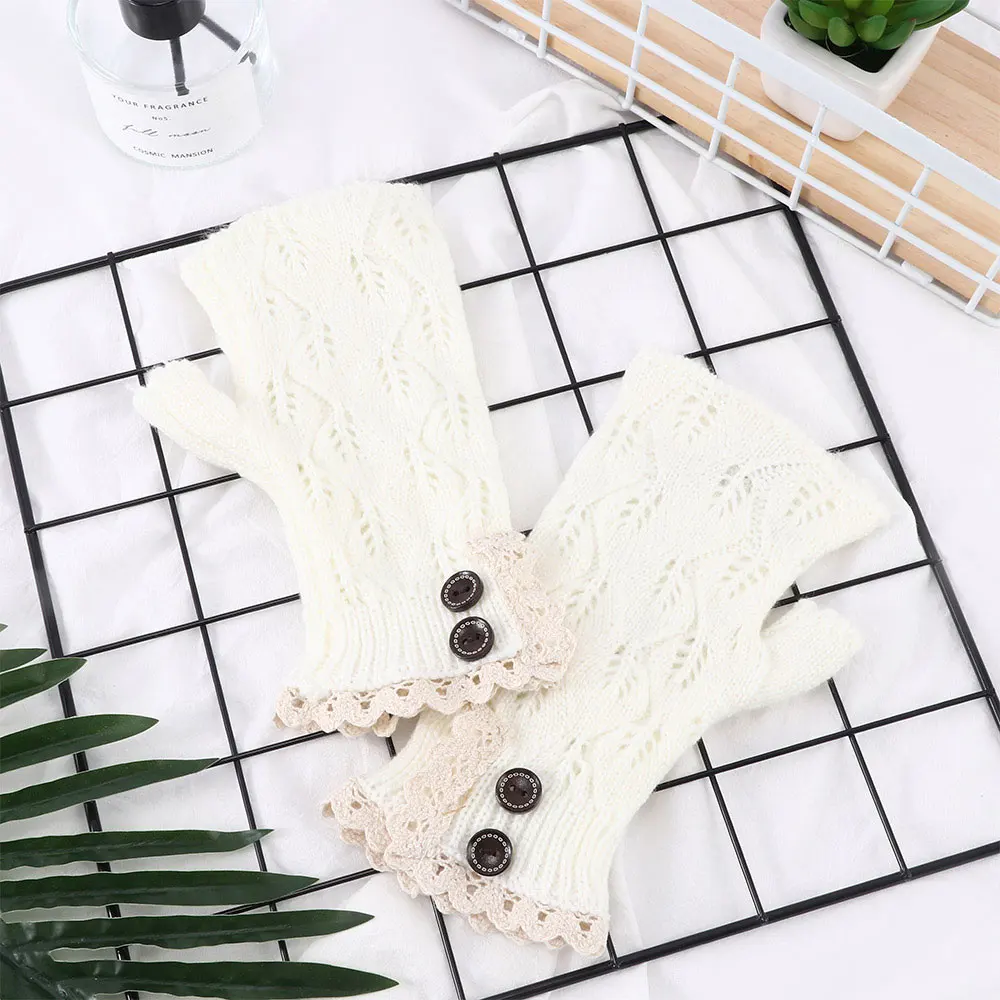 Женские Модные Рождественские перчатки с половинными пальцами Теплый шерстяной