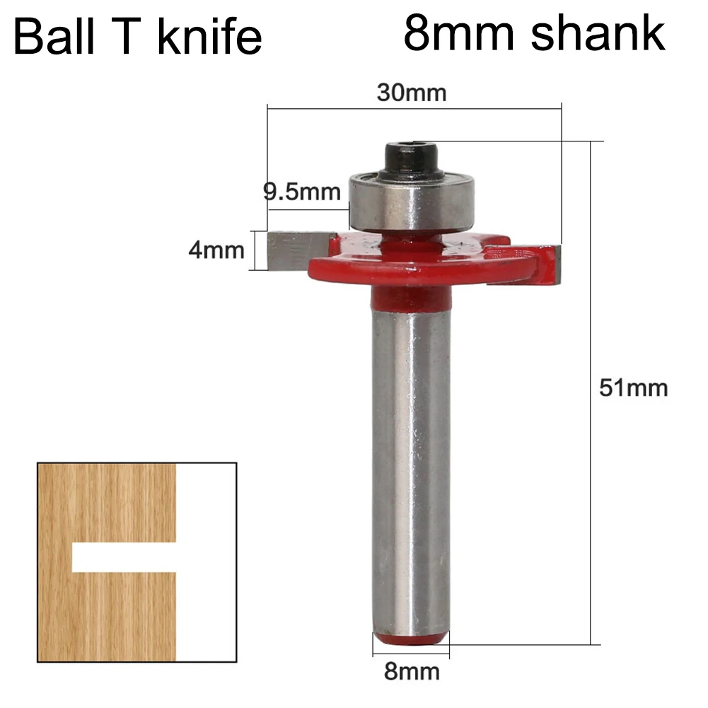 

8mm Shank T Type Biscuit Jointing Slotting Cutter T Slot Joint Wood Router Bit With Bearing Milling Cutters For Wood Polishing