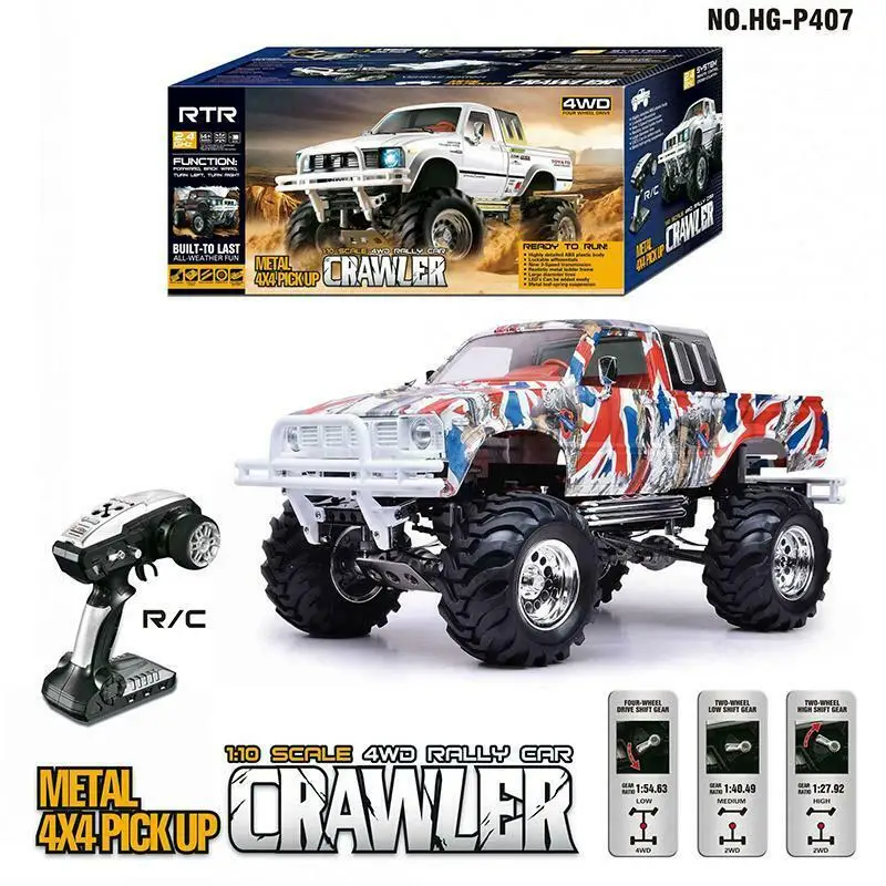 

HG 1/10 RC Flag painting Pickup 4*4 Racing Car P407 Crawler RTR Light Sound Battery Outdoor toys for boys gift TH15262-SMT6