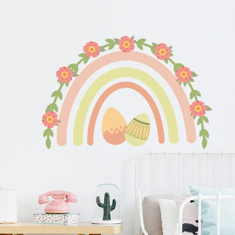 Мультяшные радужные наклейки на стену для детской комнаты спальни гостиной
