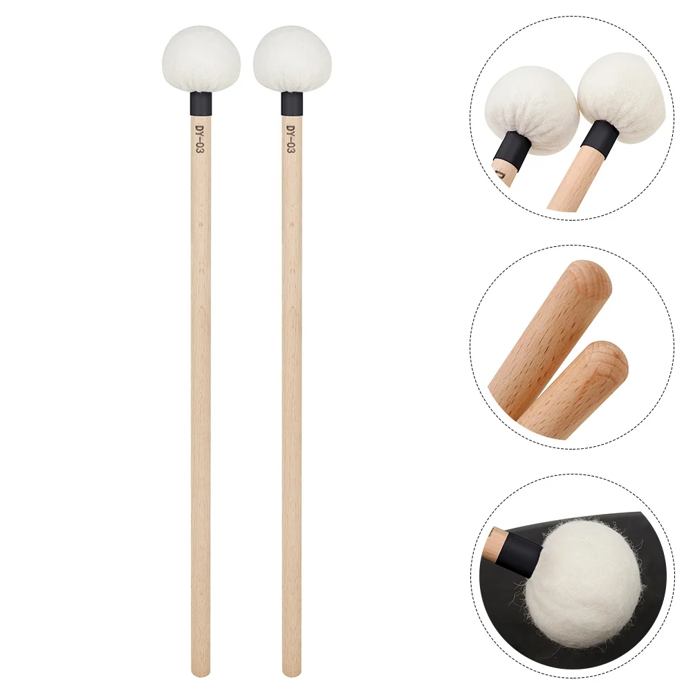 

2pcs Drumstick Felt Head Drumsticks Percussion Hammers Wood Handle Sticks