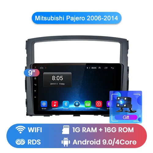 Junsun V1 2G+ 32G Android 9,0 для Mitsubishi Pajero 4 2006- Автомобильный Радио Мультимедиа Видео плеер навигация gps 2 din dvd - Цвет: WIFI 1-16GB