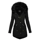 Модное однотонное женское повседневное плотное зимнее пальто, облегающее пальто, женская Свободная куртка с большим воротником из искусственного меха, пальто, женское платье