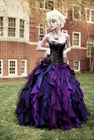 Фиолетовое и черное бальное платье из органзы, Готические свадебные платья, 2021, корсет на шнуровке, свадебные платья в викторианском стиле на Хэллоуин