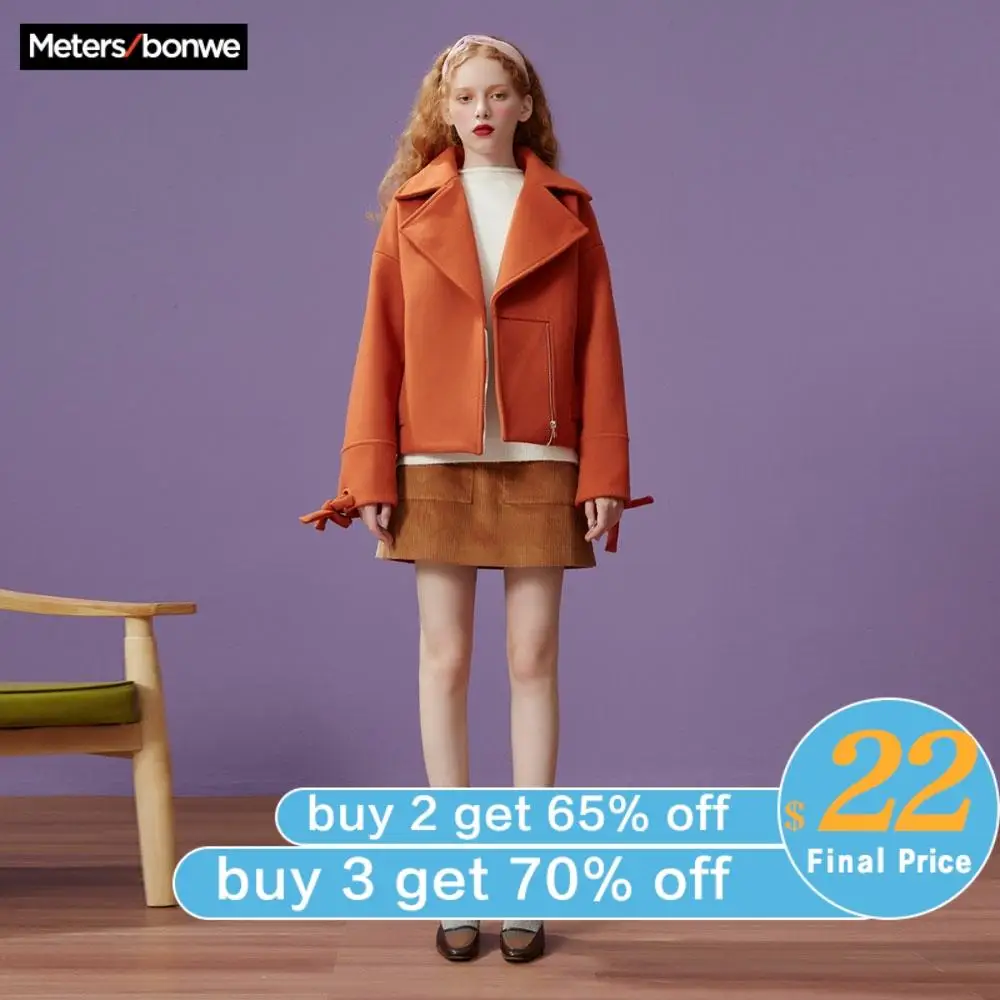 METERSBONWE шерстяное пальто женская новая зимняя короткая куртка с отворотом