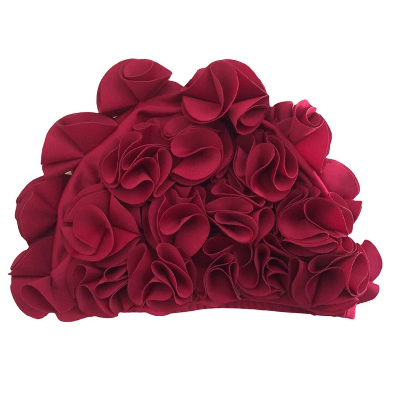 Женская шапочка для плавания с цветами водонепроницаемая летняя в бассейне