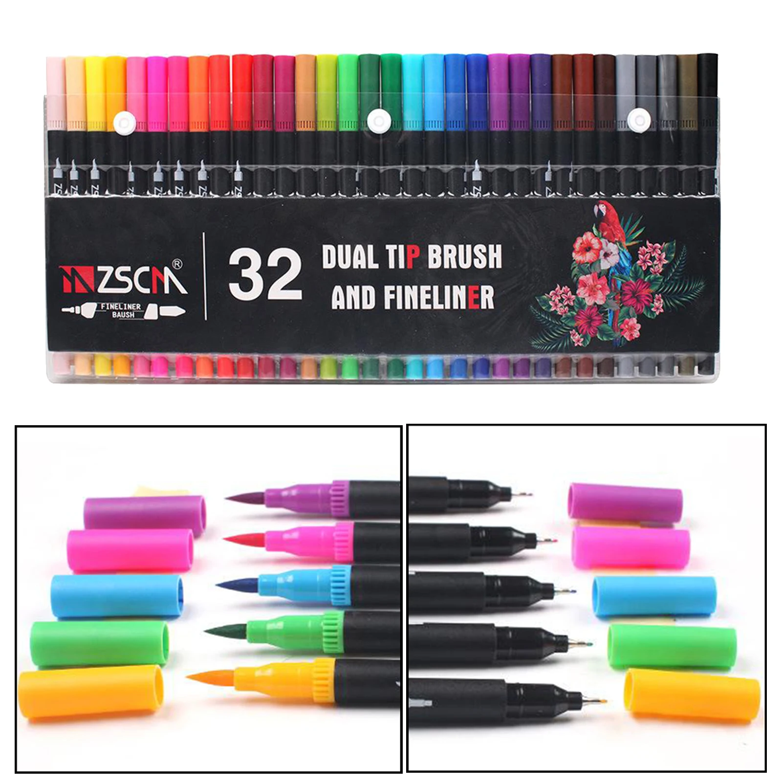 

32 Colors Art Paint Brushes Water Based Markers Dual Tips Drawing Marker Pen Set