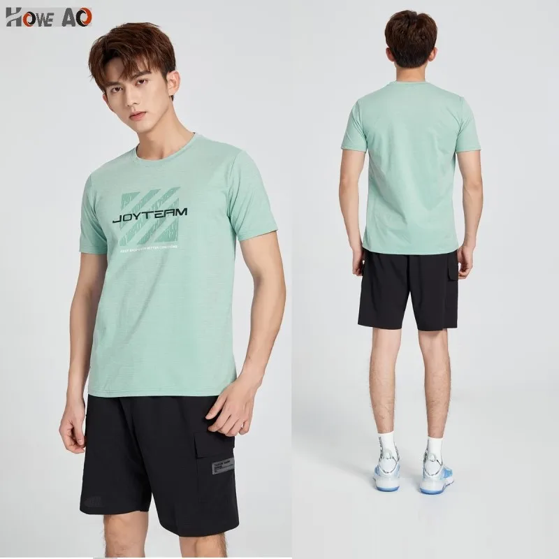 

HOWE AO Gym Tshirt Men Fitness Workout Skinny Short sleeve T-shirt Male Bodybuilding Sport Tee shirt Tops Summer Casual Clothing