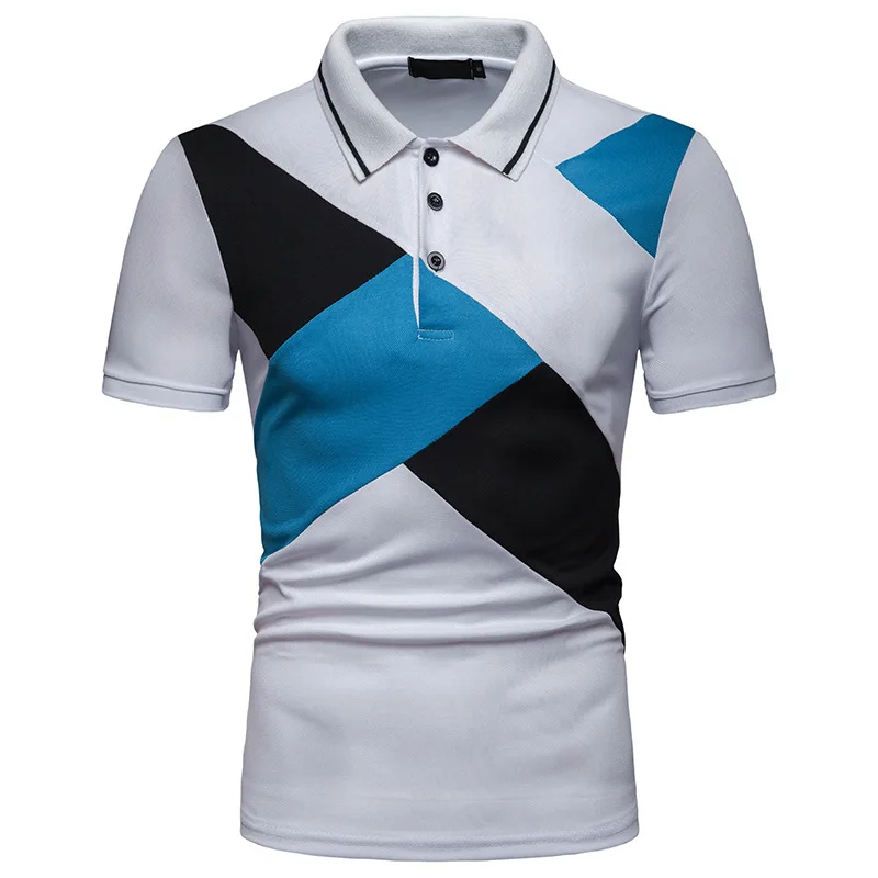 Мужская футболка с коротким рукавом белая футболка-поло отложным воротником
