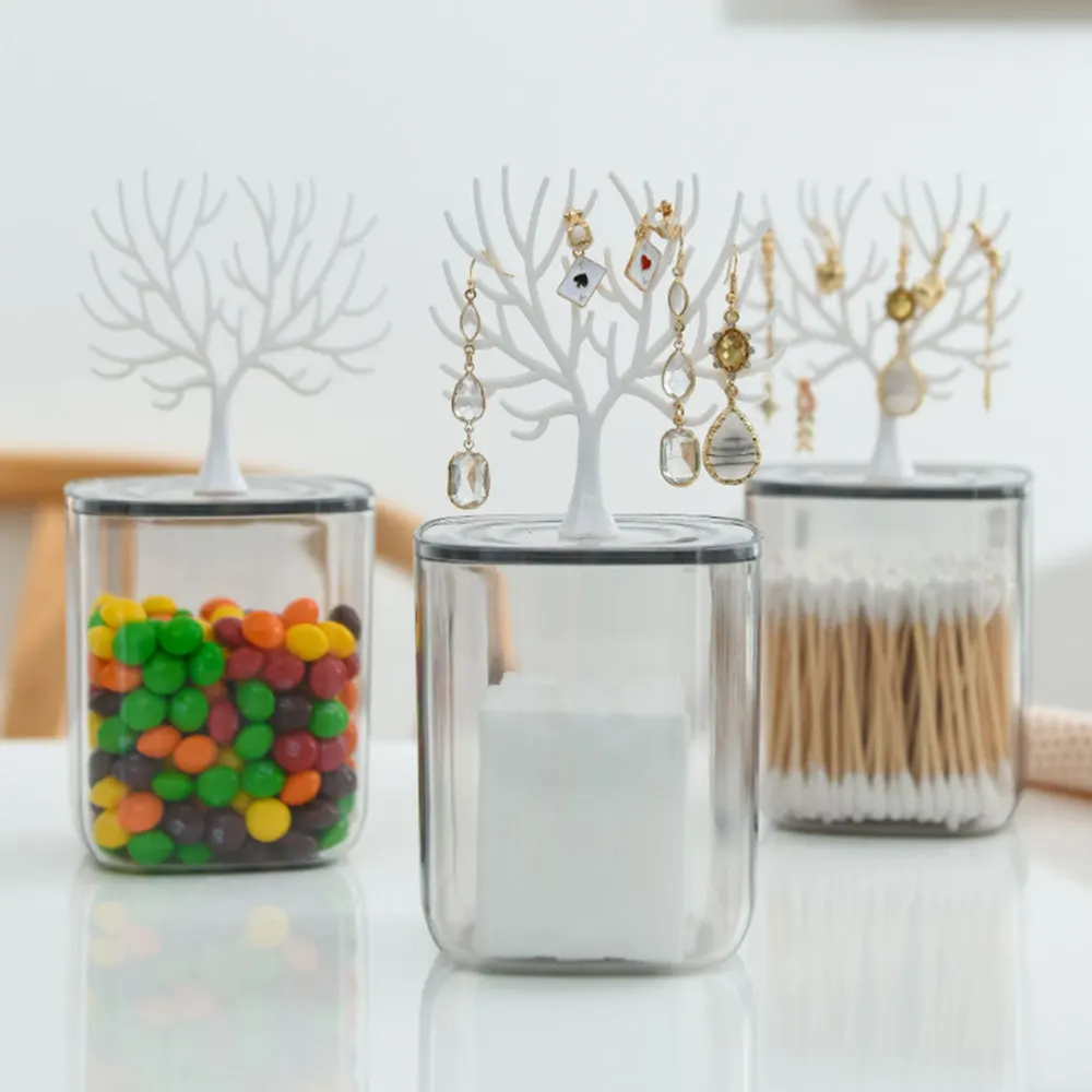 

1Pc Cotton Swab Jewelry Box Home Desktop Sundries Organizer White