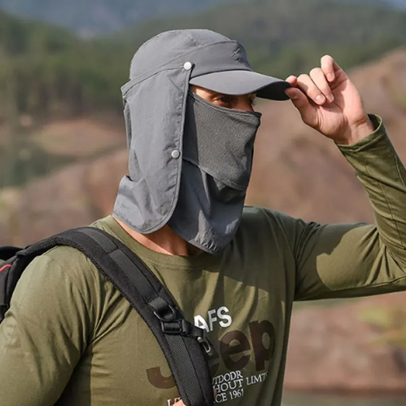 Кепка для рыбалки быстросохнущая бейсболка с крышкой лица и шеи уличная защитная