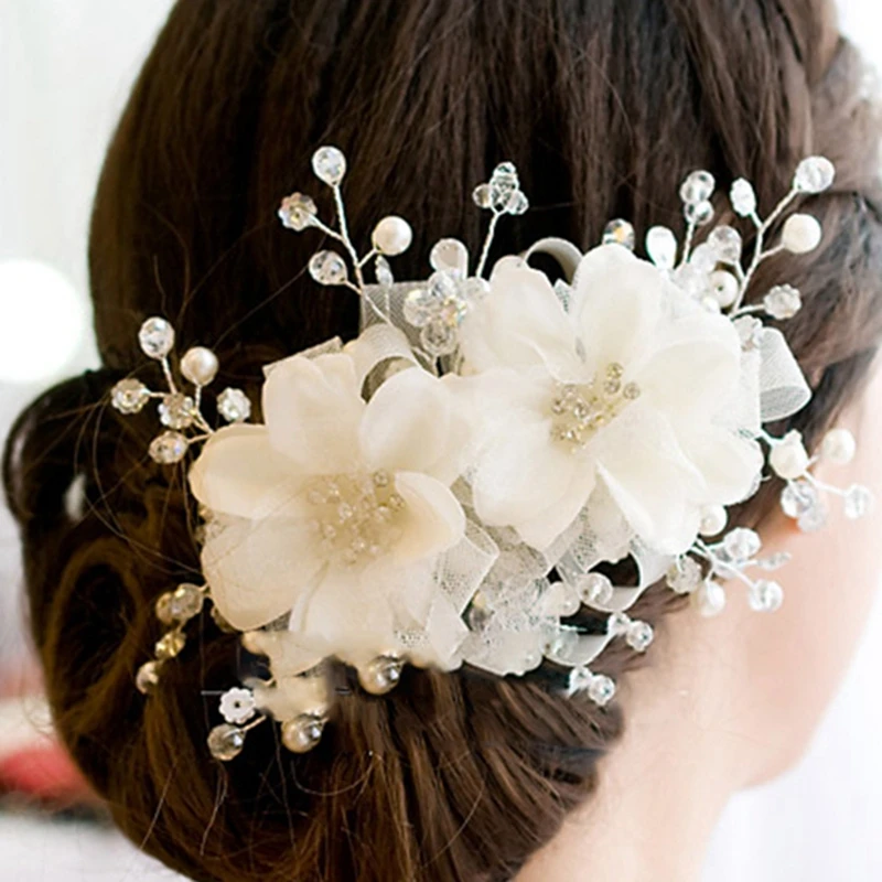 

Wedding Bride Headpiece Stunning Crystal Pearls Beading Bridal Hats Hair Accessories Ceinture Mariage