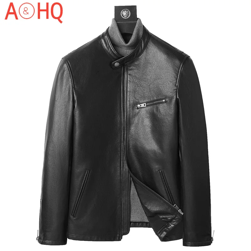 

New Men Clothing Genuine Sheepskin Leather Jacket Mens Clothes Motorcycle Winter Coat Male 2021 Hommes Veste LXR961