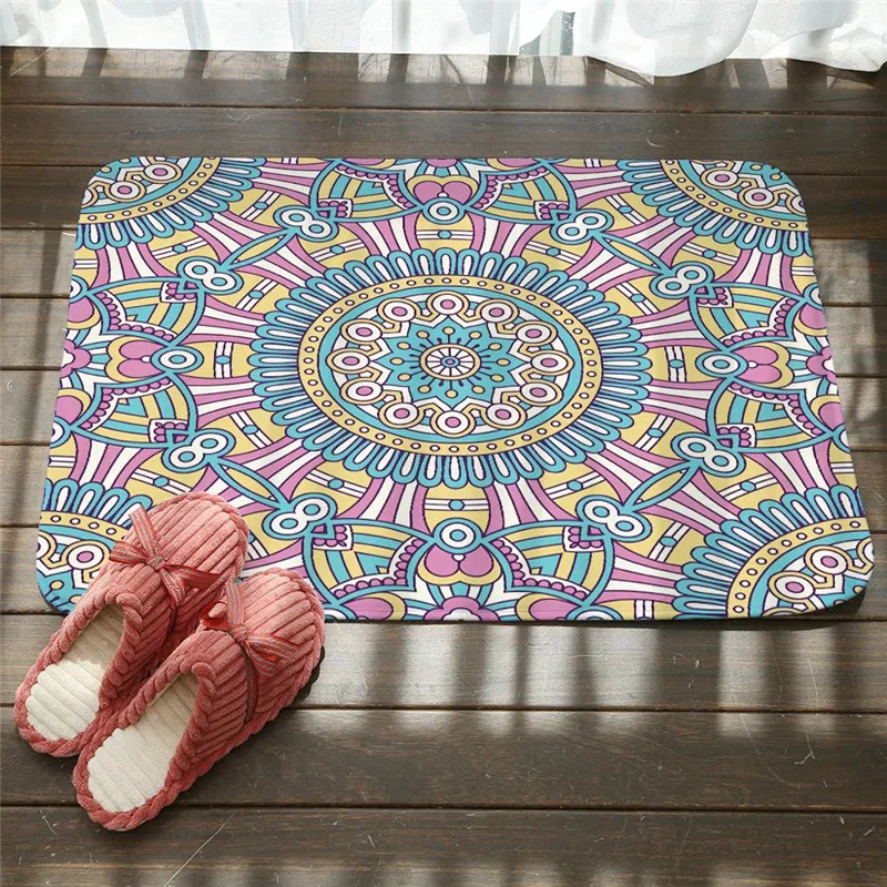 Напольная дверь фланелевые коврики цветные цветочные Мандала противоскользящие