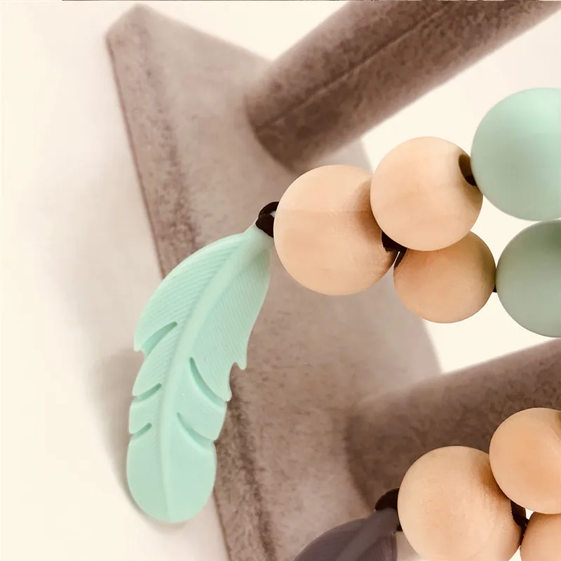 

New Born Toy 1pcs Wooden Trojan Teether DIY Set Crochet Beads Mom Hands-on Baby Birthday Gift BPA Free DIY Bracelet Baby Teether