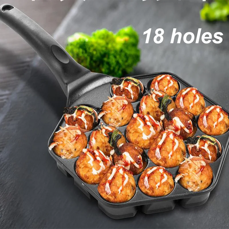 

12 Holes Aluminum Alloy Takoyaki Pan Takoyaki Maker 18 Holes Chibi Maruko machine Baking Forms Mold Pan Octopus Baking Machine