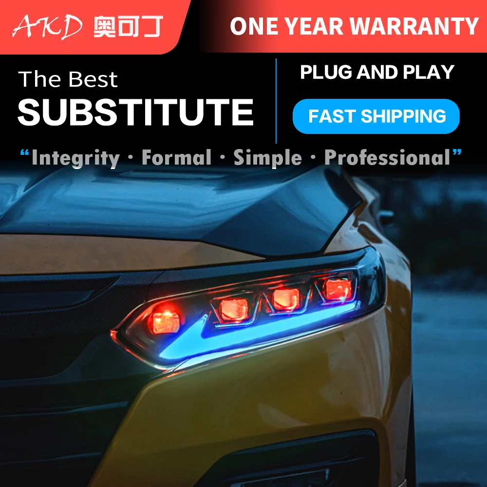 

2 PCS Car Lights Parts For Honda Accord 2018-2021 Head lamps LED Headlight LED Dual Projector FACELIFT