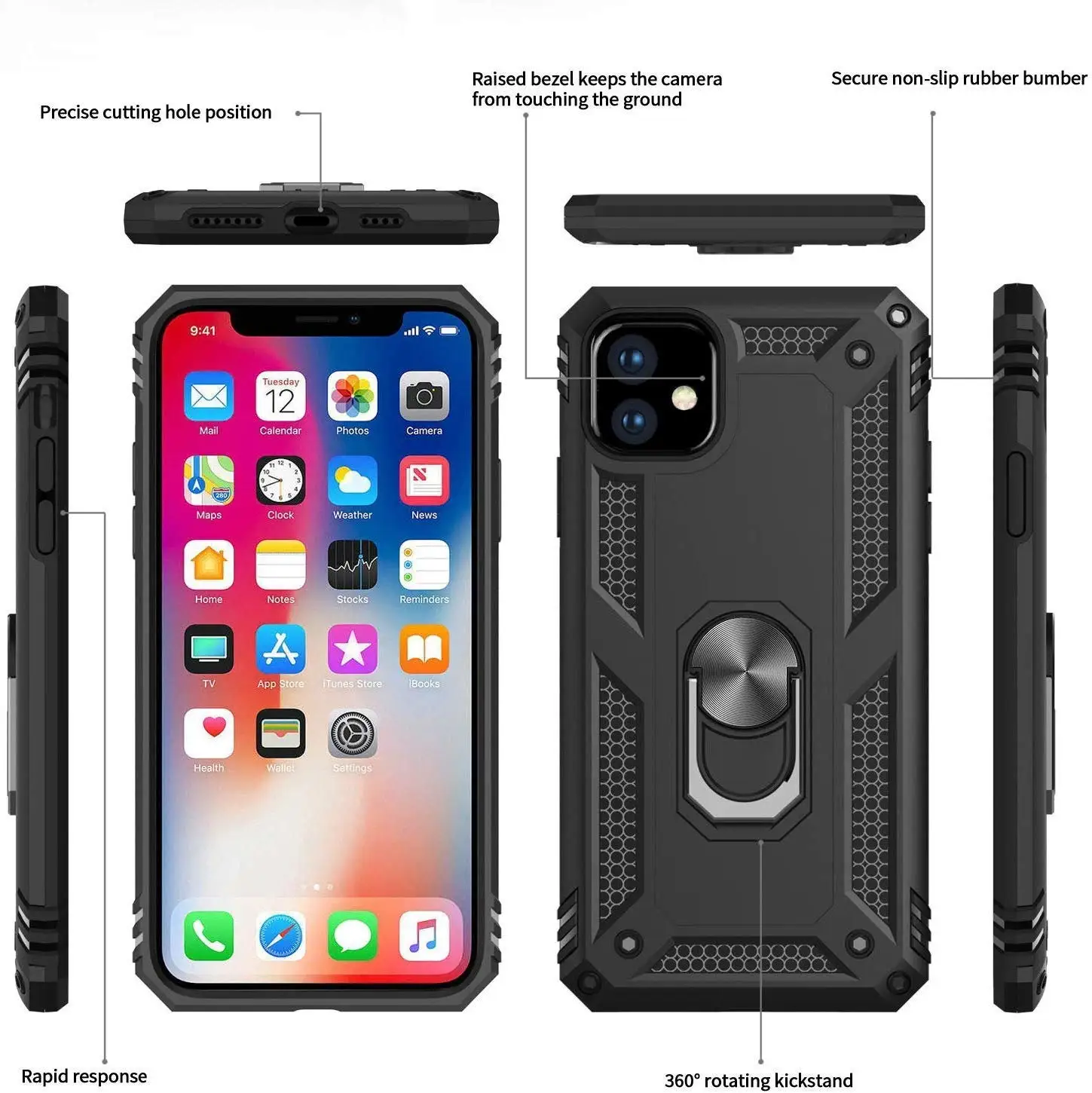 Чехол для iPhone 12 11 Pro X XR XS Max 6S 7 8 Plus военный класс 15 футов. Защитный Магнитный