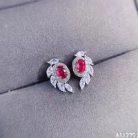 fine jewelry 925 sterling silver inset with natural gemstones womens popular fashion plant ruby earrings ear stud support detec