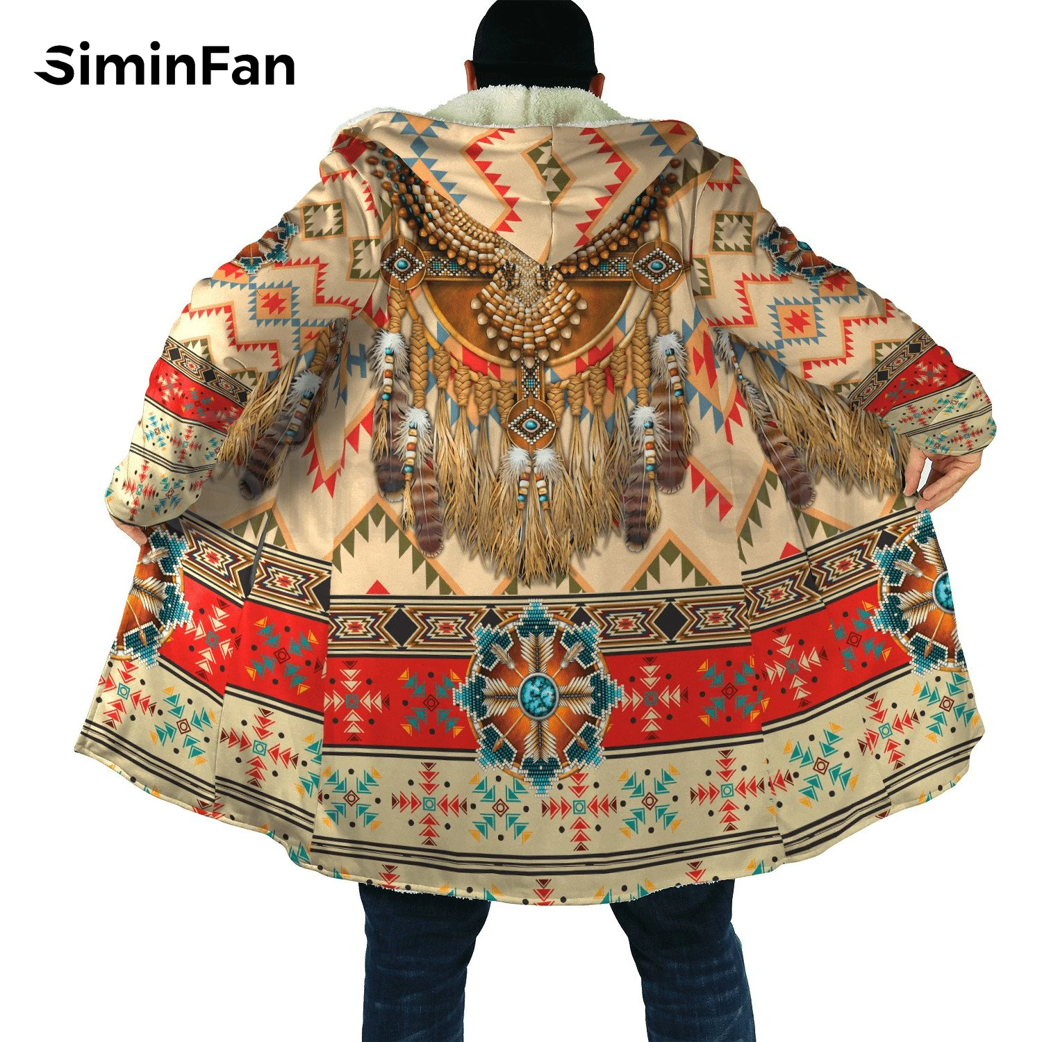 Мужская Фланелевая куртка с капюшоном и 3D-принтом орла