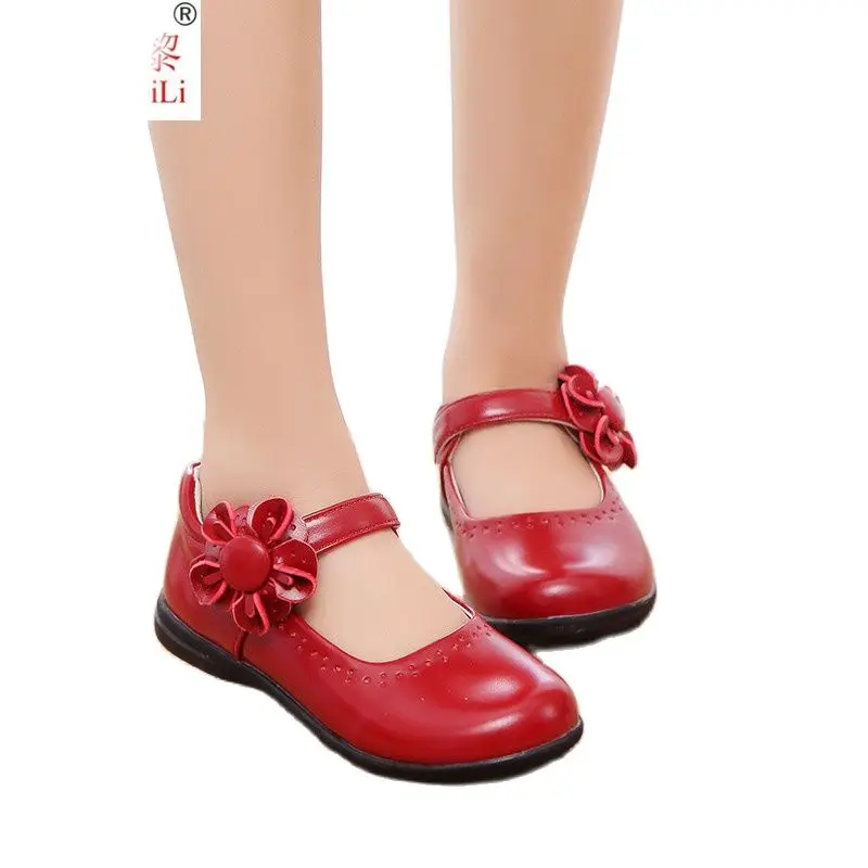 2022 Child Kids Dancing Shoes Girls Spring Autumn New Princess Single Leather Size 26-36 |