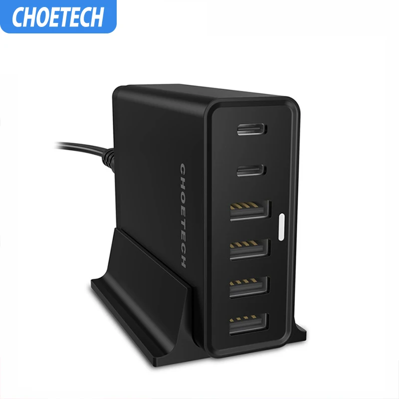 CHOETECH 55 Вт 6 Порты и разъёмы настольная зарядная станция с 2 Тип usb C Зарядное