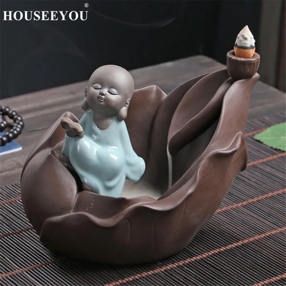 Глазурованная керамическая курильница с изображением маленького