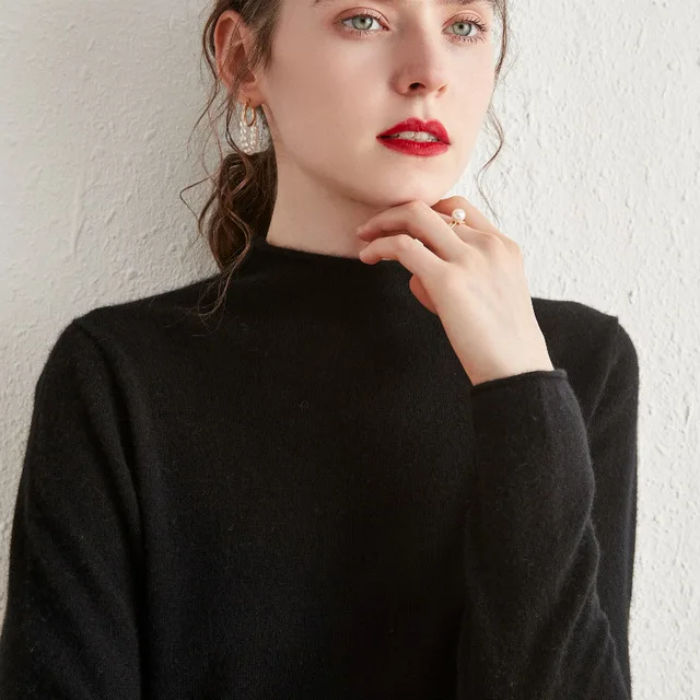 

00% pure cashmere women's sweater and sweatshirt, soft warm round neck stretch dress, standard color