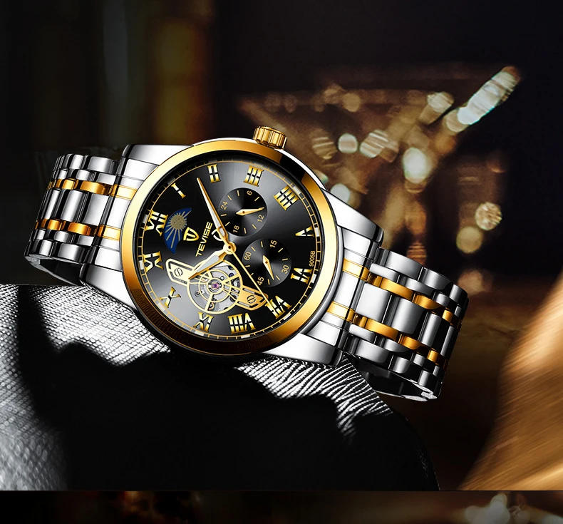Tevise Топ бренд для мужчин Tourbillon автоматические механические часы Скелет часы для мужчин с автоматическим подзаводом мужские наручные часы Relogio Masculino