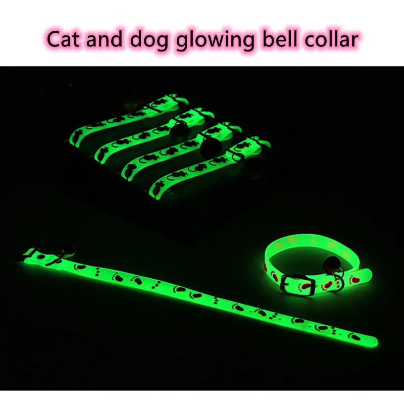

Pet collar, cat and dog luminous bell collar, adjustable rubber luminous and dog walking supplies Cat accessories Dog collar