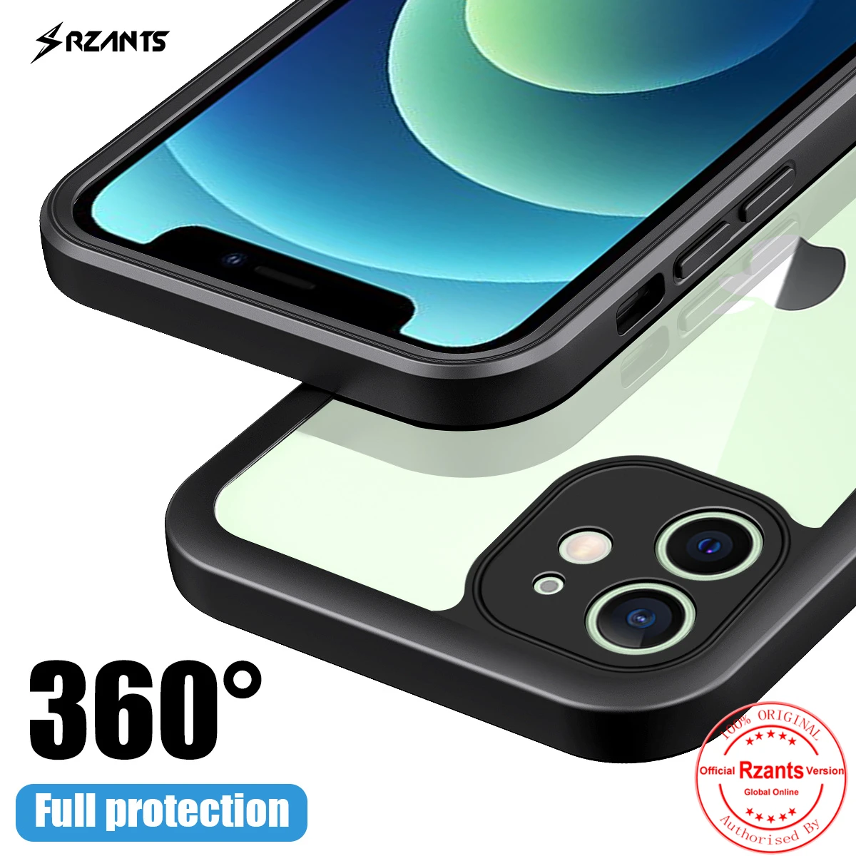 Rzants For Apple iphone 12 iphone 12 Pro Case [360 Bettle] Full Protection Cover Soft Transparent Shockproof Phone Casing