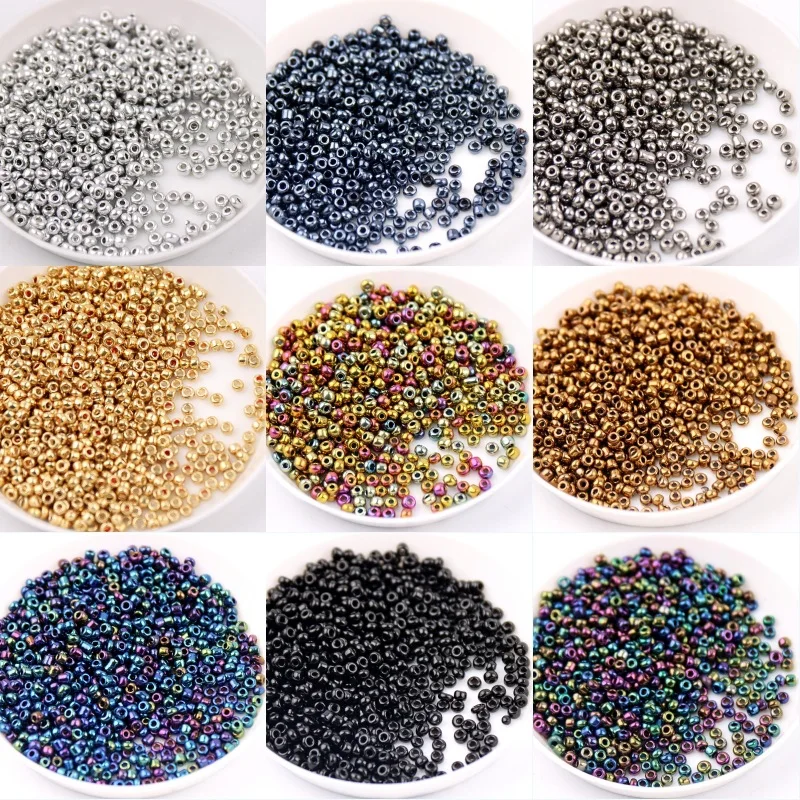

Metal Color Glass Seed Beads Multi Size 1.5/2/3/4mm Golden Plated Spacer Czech Glass Beads For Jewelry Making DIY Accessories