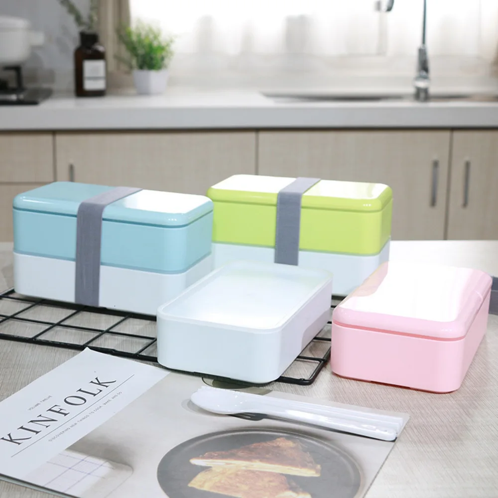 1200 мл двойной слой Tiffin милый Ланч Bento пластиковая коробка портативный ланчбокс