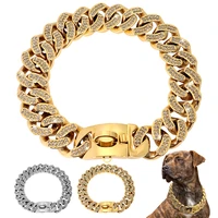 metal rhinestone dog collar stainless steel chain martingale dog collar crstal bully dogs collar for medium large dog doberman