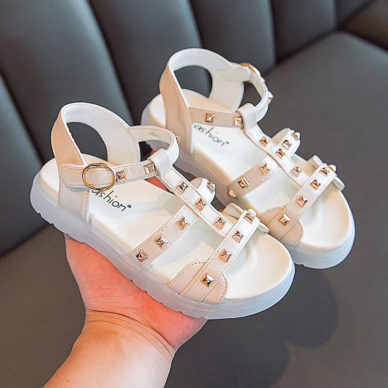 

Summer Girls Sandals Children Shoes Girls Gladiator Rivets Princess Kid Party Fashion Beach Flat Toddler Baby Breathable