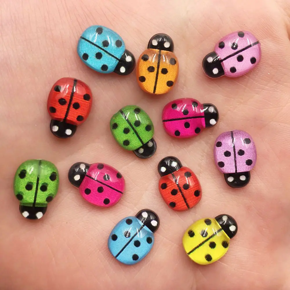 

New 50pcs Mix Resin Beautiful Colorful Beetle Buttons Flatback Rhinestone Appliques DIY Wedding Scrapbook Ornament Craft F978