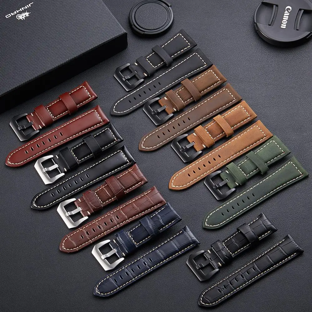 

Top Watchbands Leather Watch Bracelet for Panerai Samsung Super Quality Genuine Leather Strap 20mm 22mm 24mm 26mm Steel Buckle